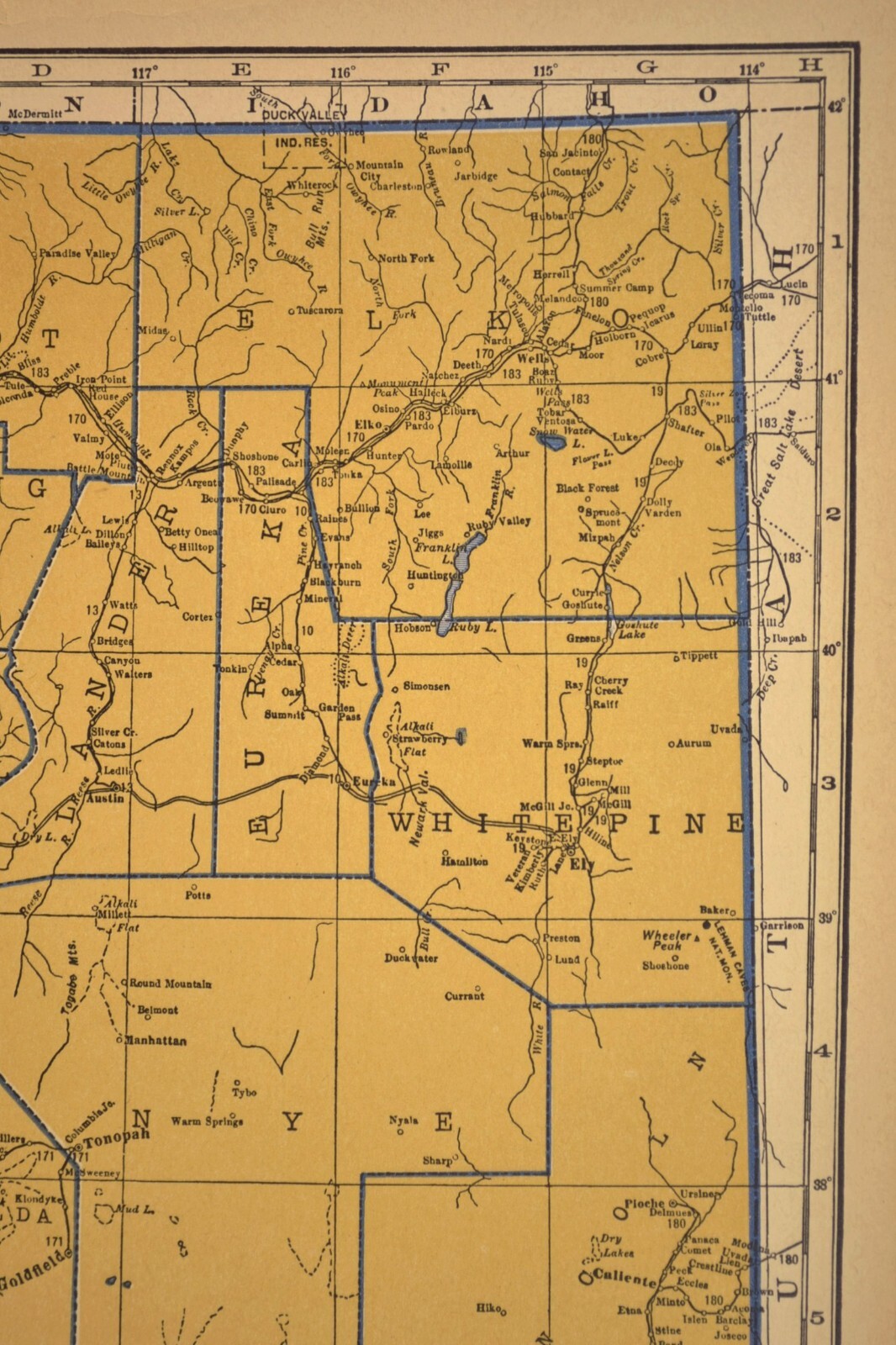 ca1939 NEVADA Railroad Map Depot Towns SP RR Historic Original Atlas Map