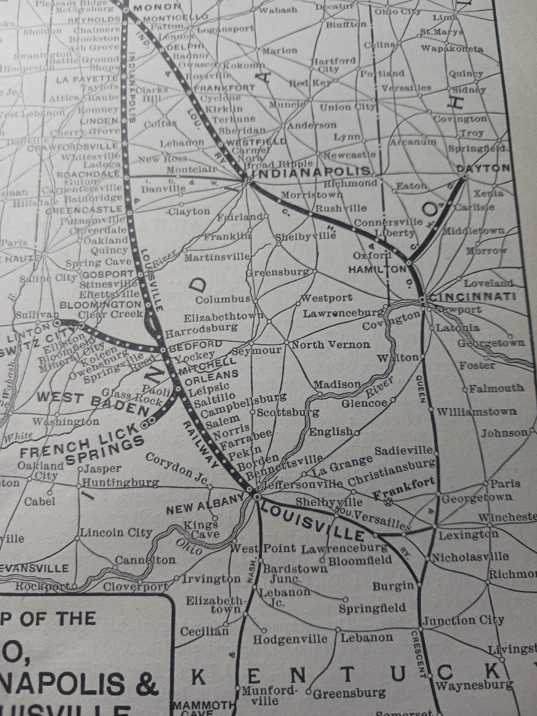 ~1904 Train Route Map CHICAGO INDIANAPOLIS & LOUISVILLE RAILWAY Indiana Railroad