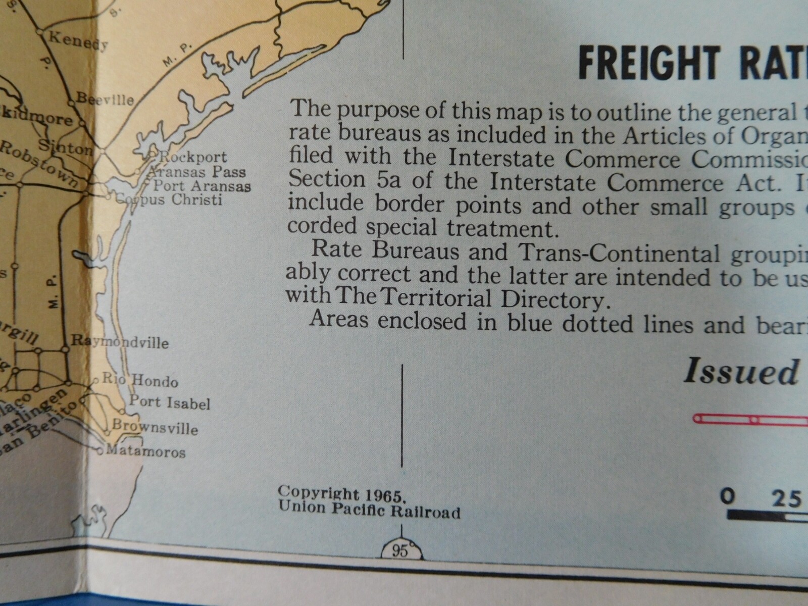 Map Union Pacific Railroad 1965 Freight Rate Territorial Map Of the United State