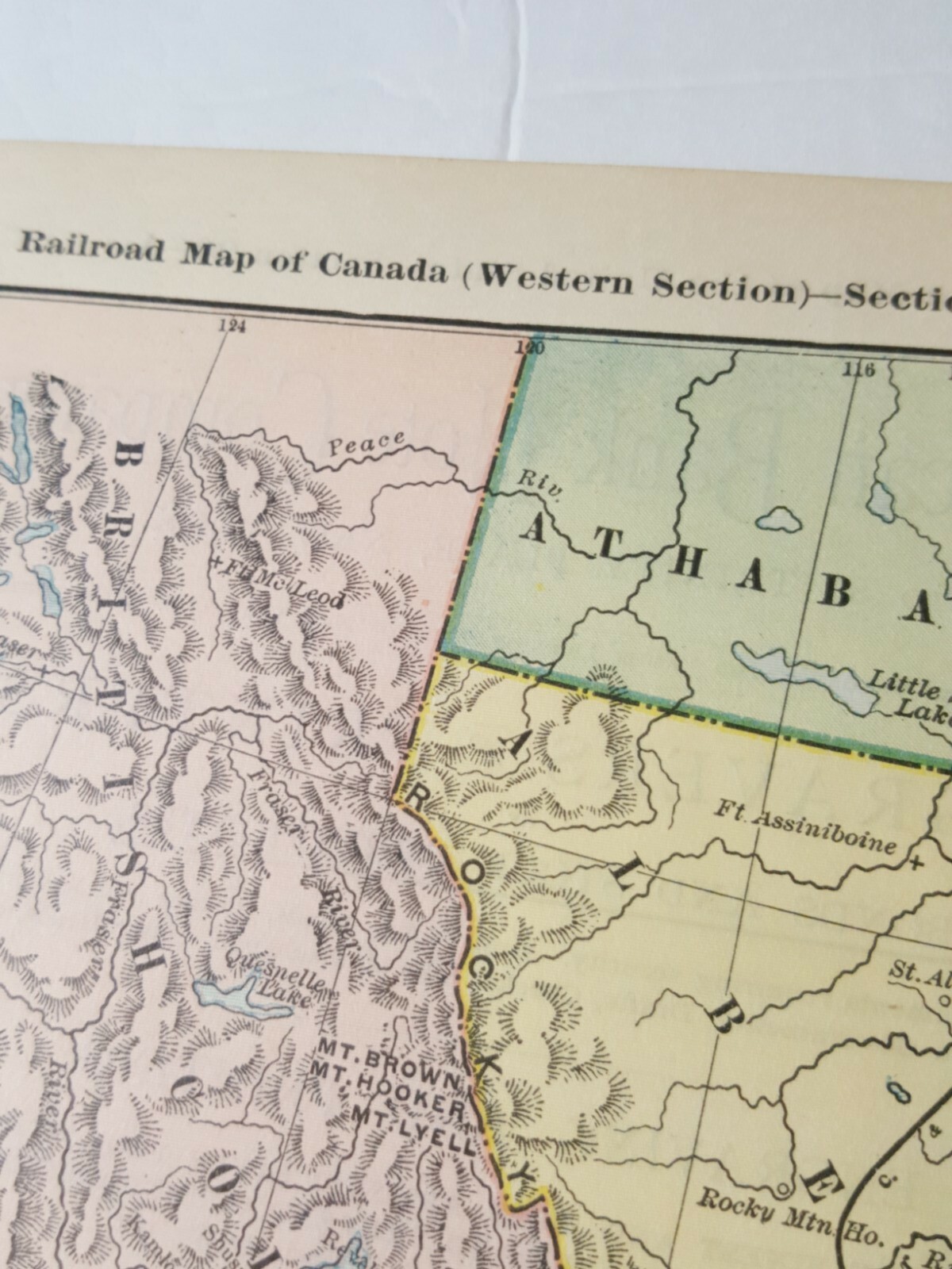 Original dated 1898 Map Western Section of Canada Railroad route station 11″x9″
