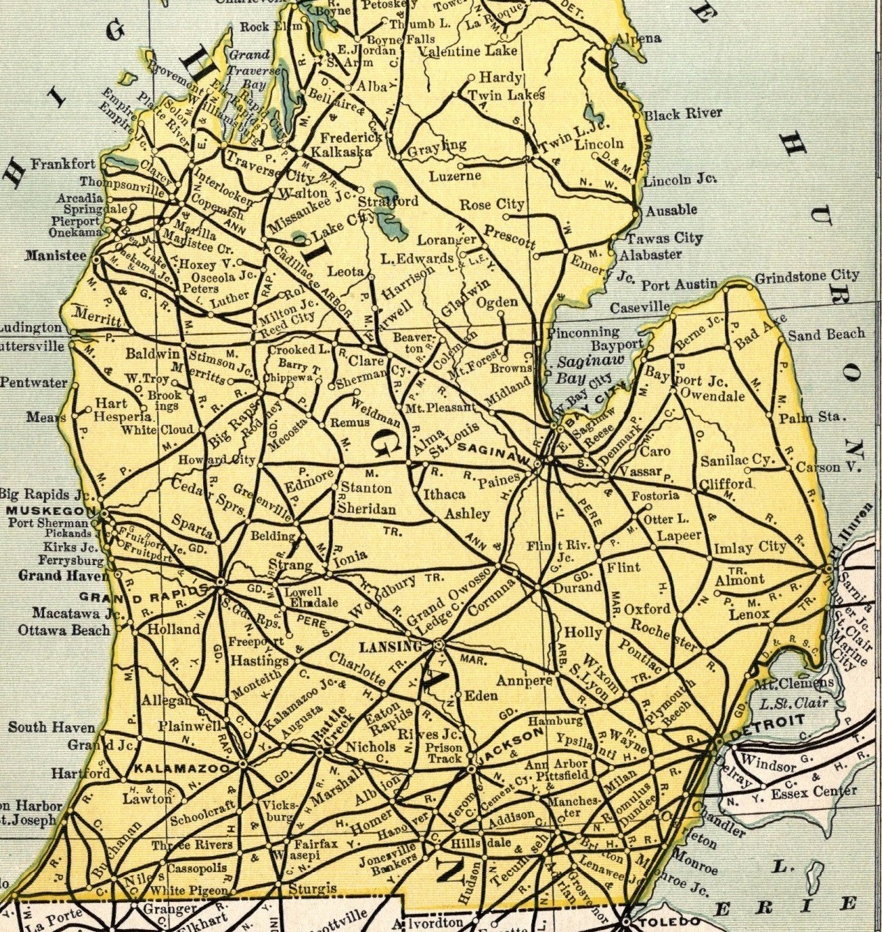 1903 Antique Michigan & Wisconsin Railroad Map Vintage Railway Map 2448