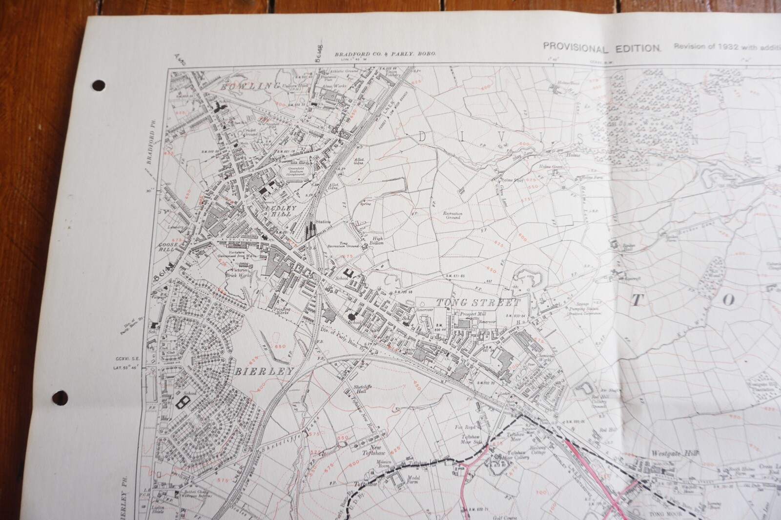 1938 Tong Street Drighlington Bierley Yorkshire LMS Railway OS Linen Map Ref 23