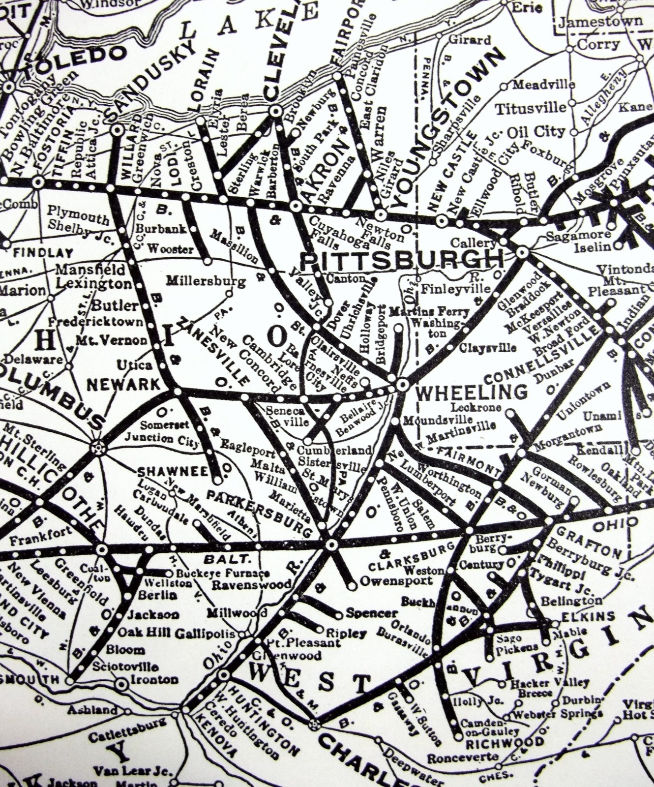Baltimore & Ohio – Original 1941 System Map. Vintage Railway