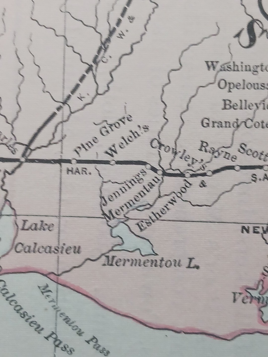 1891 Railroad Map ARKANSAS Mississippi LOUISIANA all Train Route lines 11×9″ RR