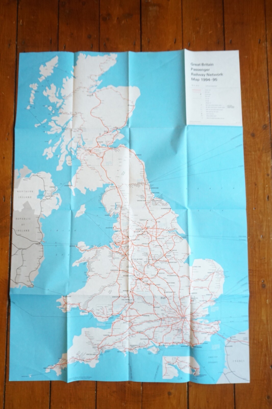 1994 1995 British Rail Passenger Network Railway Map VGC