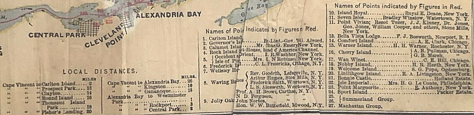 ANTIQUE RR MAP The Tourists Ideal Route – Rome, Watertown & Ogdensburg Railroad