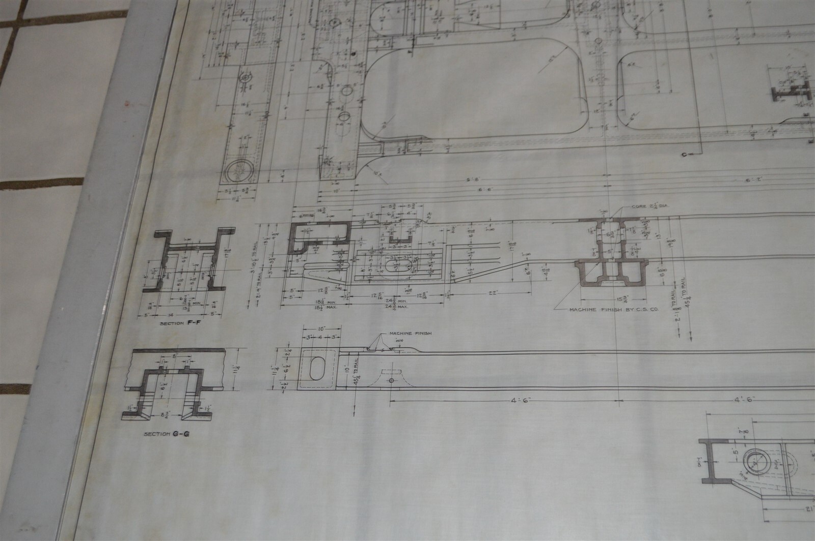 Original 1930 5ft+ Northern Pacific Railroad Blueprint Locomotive Tender Frame
