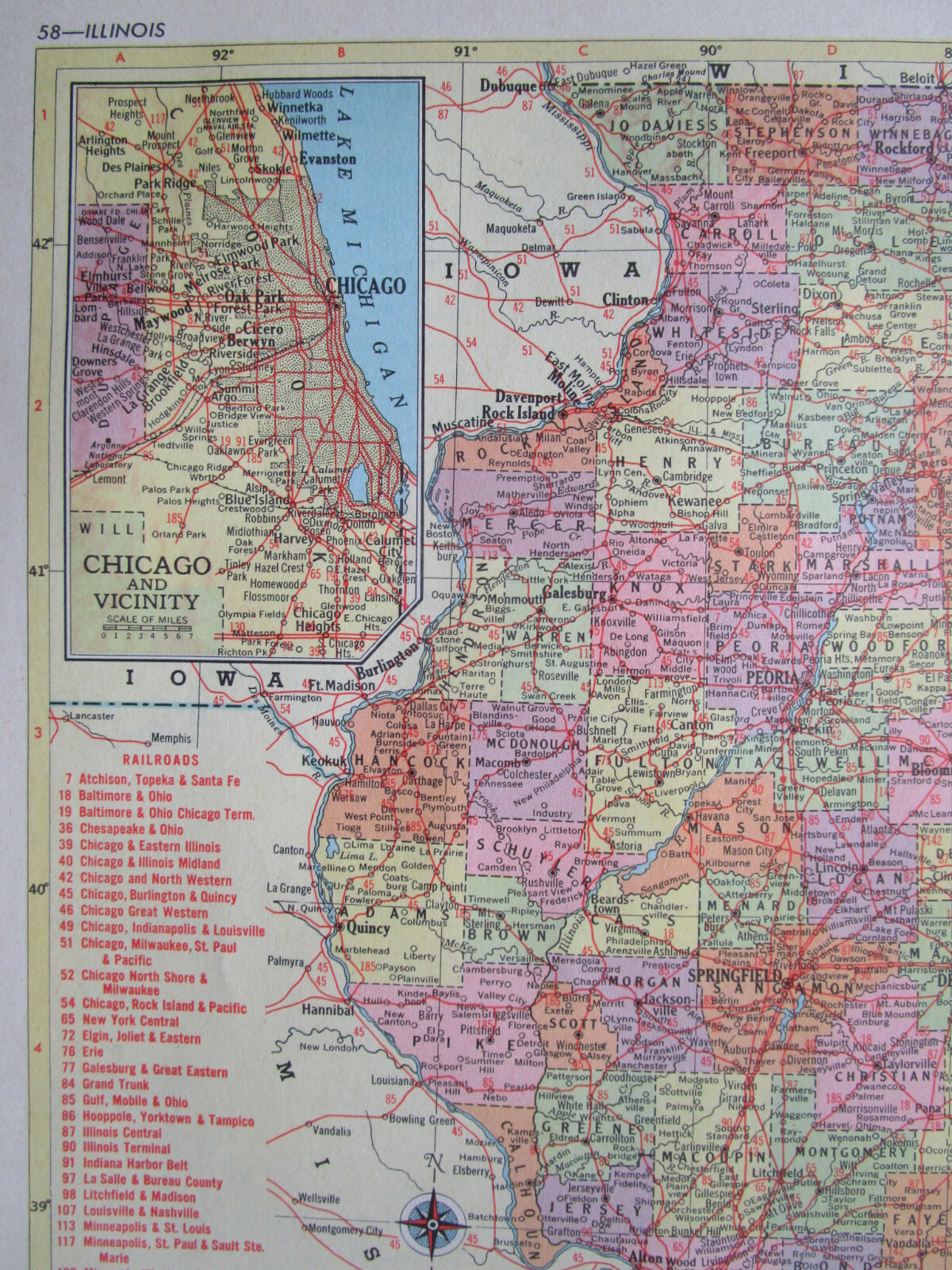 IL ID 1956 ILLINOIS RAILROAD Map LITCHFIELD & MADISON RR ~or~ IDAHO. NEZPERCE RR