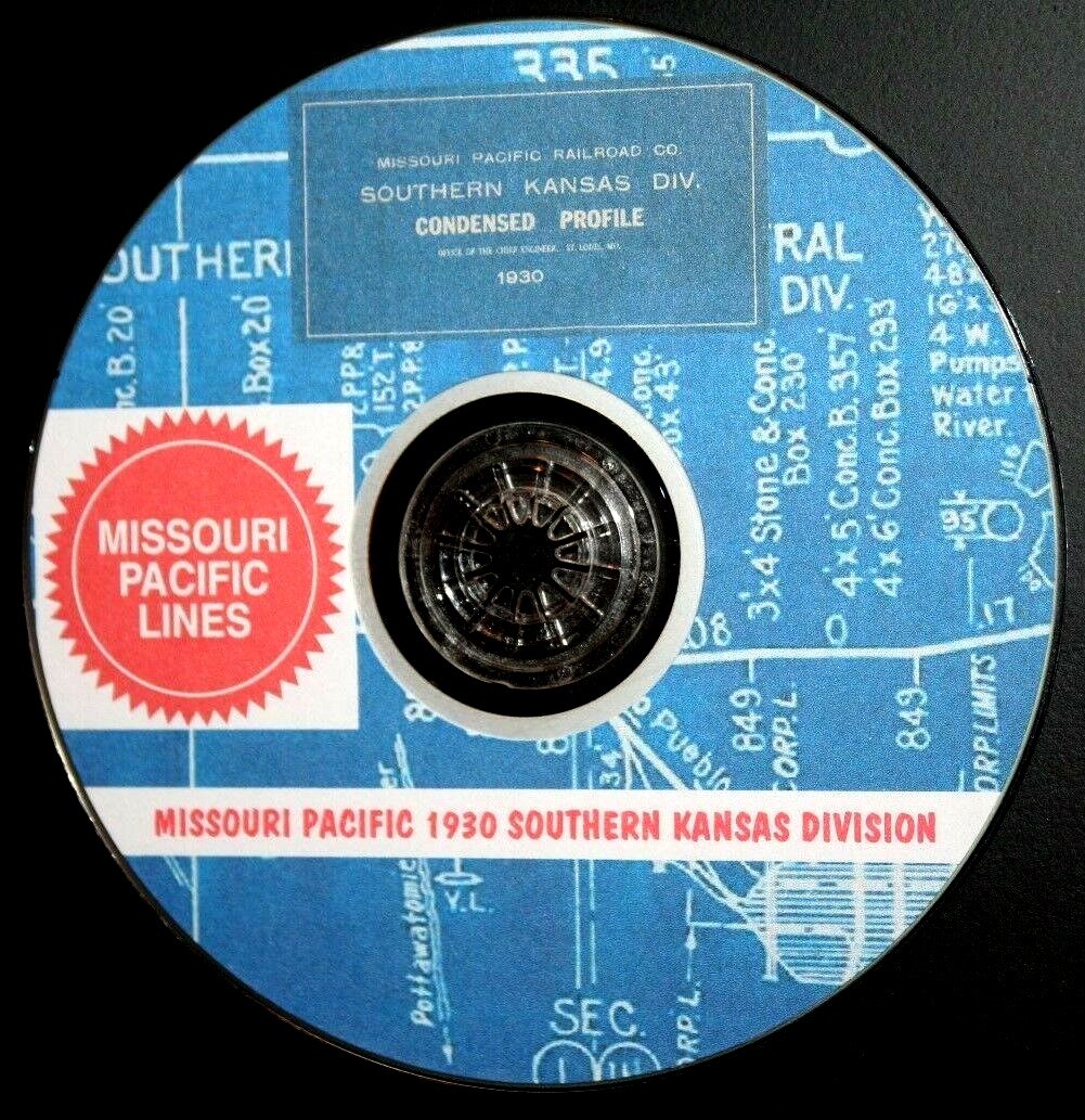 Missouri Pacific 1930 So. Kansas Division Condensed Profile PDF Pages on DVD