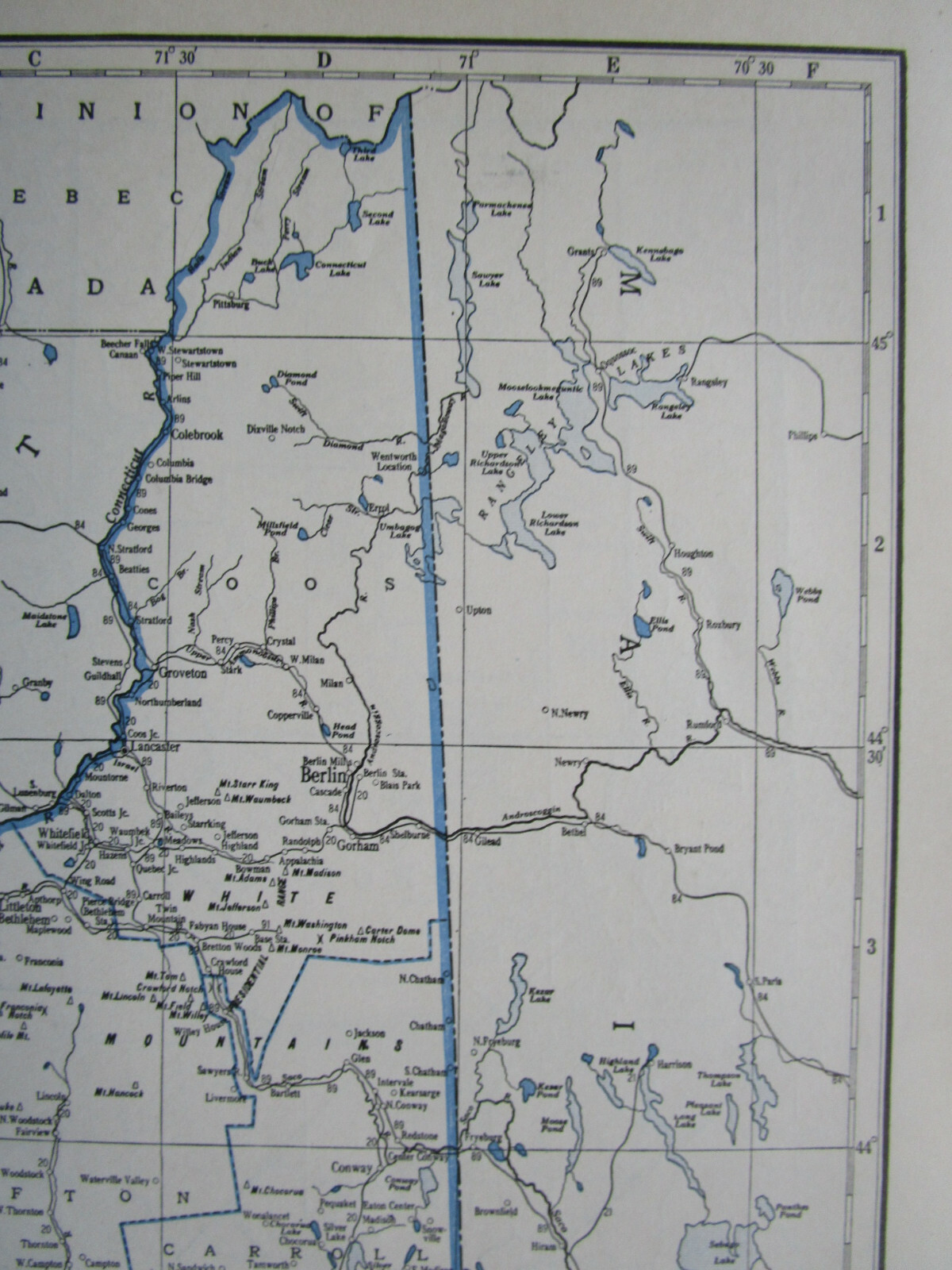NV NH 1933 NEVADA RAILROAD Map TONAPAH & TIDEWATER RR ~or~ NEW HAMPSHIRE
