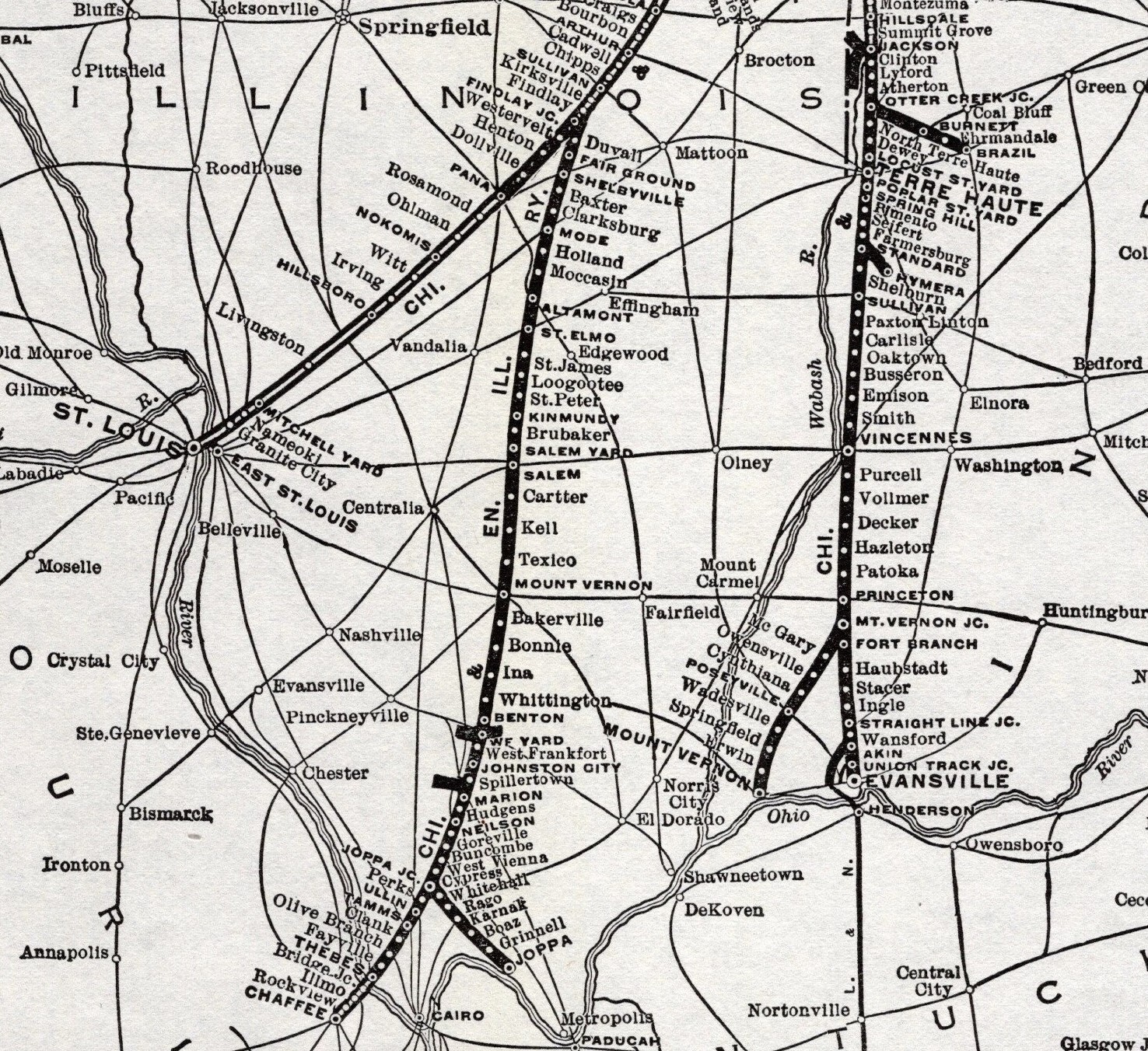 1931 Antique Chicago & Eastern Illinois Railroad Map Vintage Railway Map 794