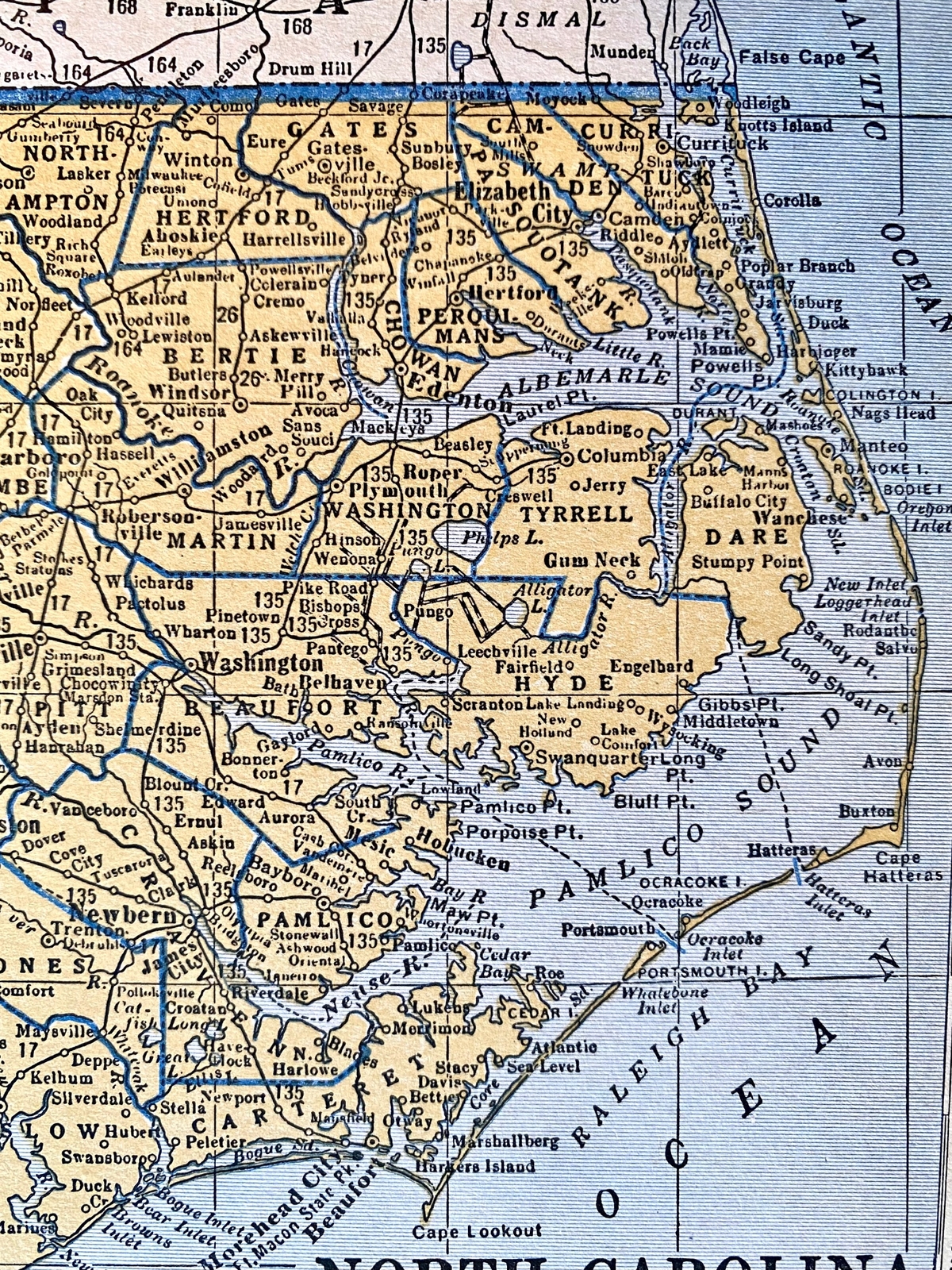 NORTH CAROLINA & NEW YORK c 1935 County & Railroad Maps. Hammond & Co. 9×12″