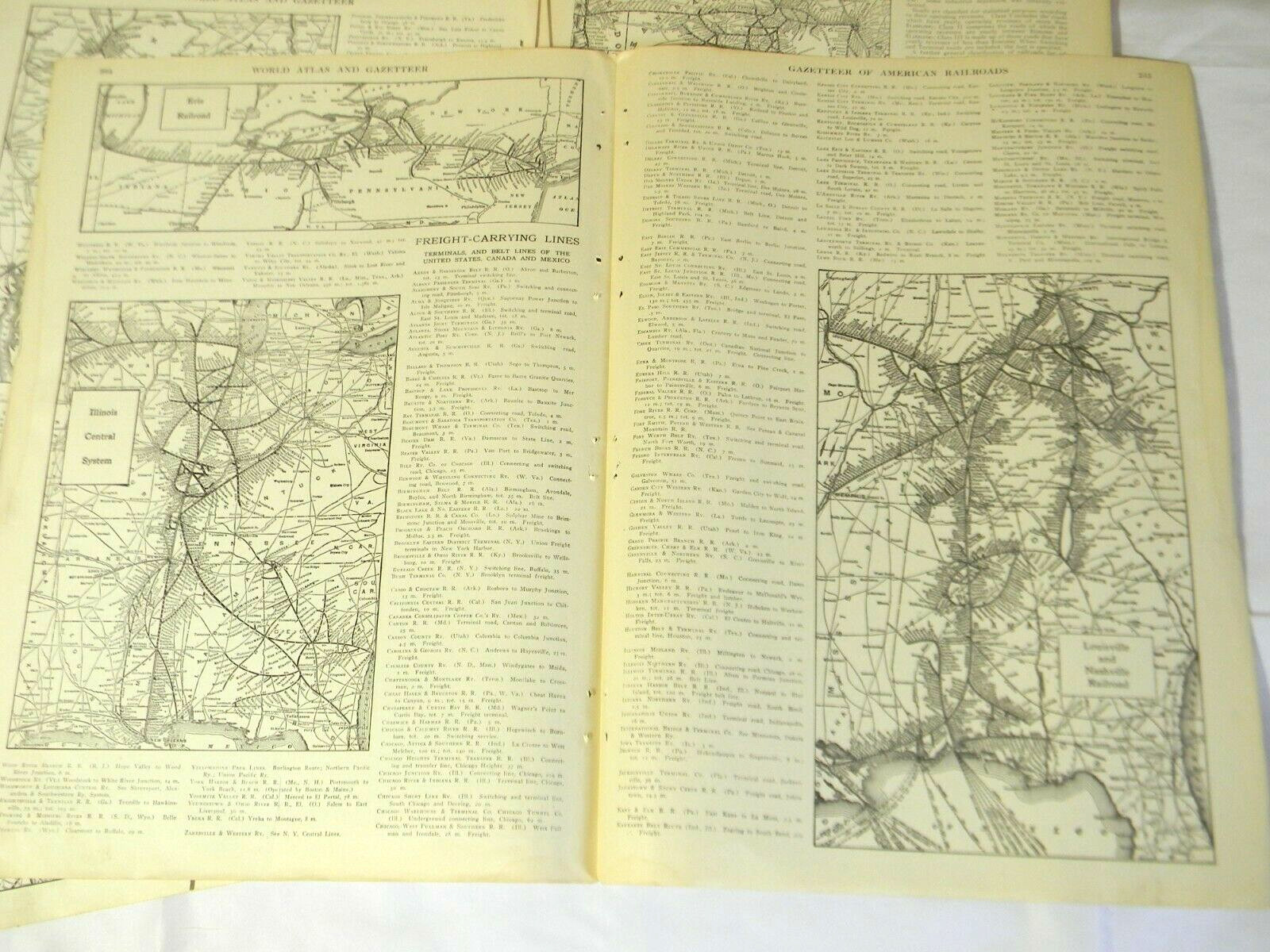 Antique 1920s United States and Canada Railroad Maps from Atlas 25 maps 8 sheets