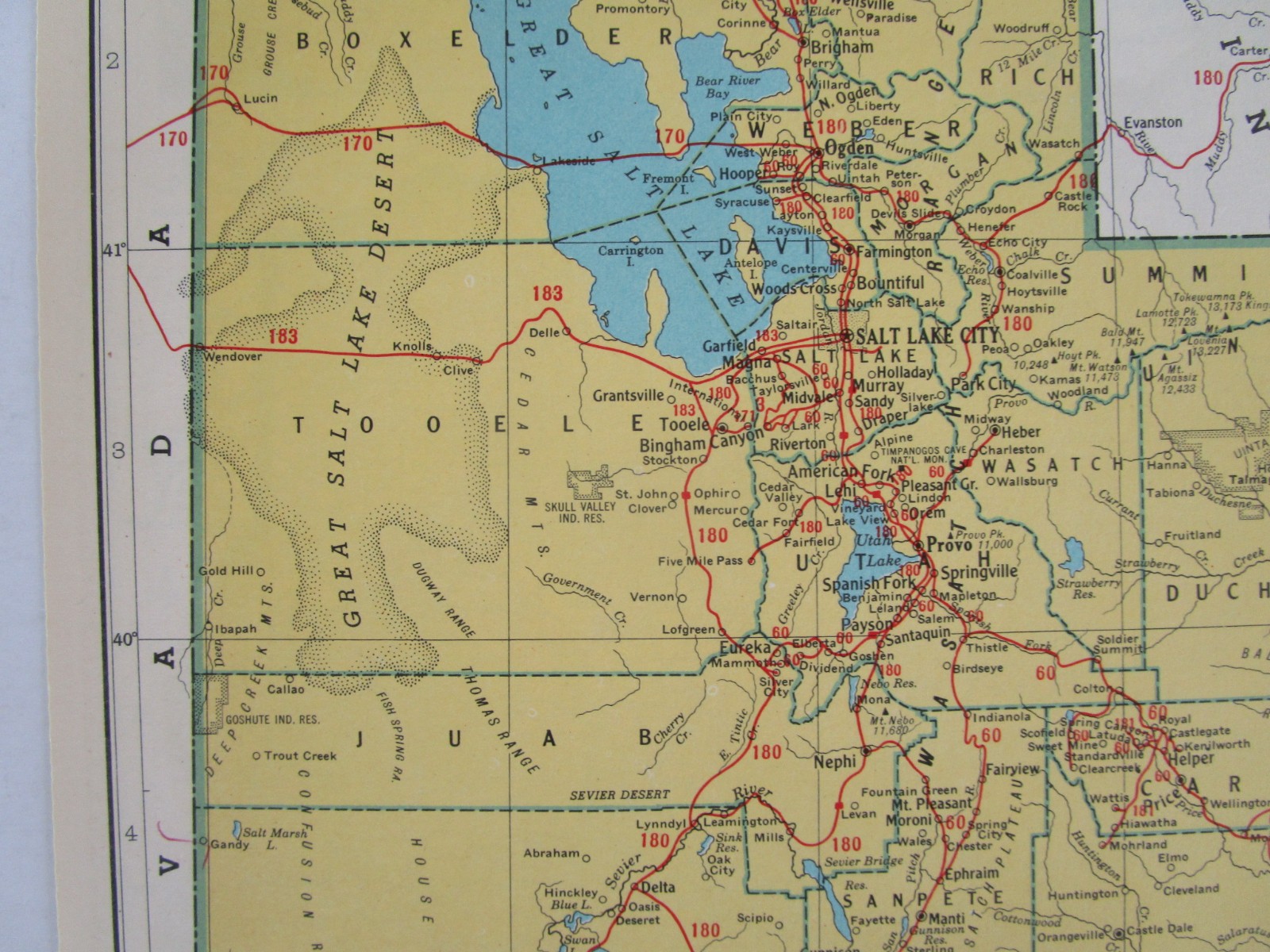 TX UT 1949 TEXAS RAILROAD Map NACOGDOCHES S’EASTRN RR or UTAH 1940s Post WWII