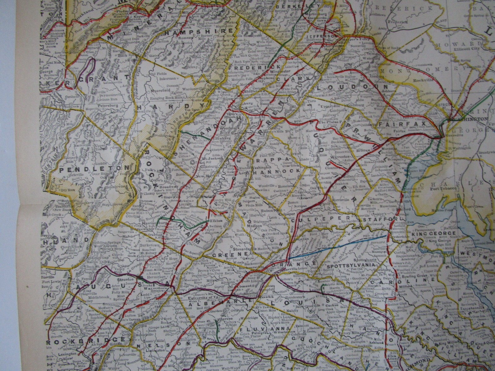 VA WV 1898 EASTERN VIRGINIA, W. VA STEAM RAILROAD Map. FARMVILLE & POWHATAN RR