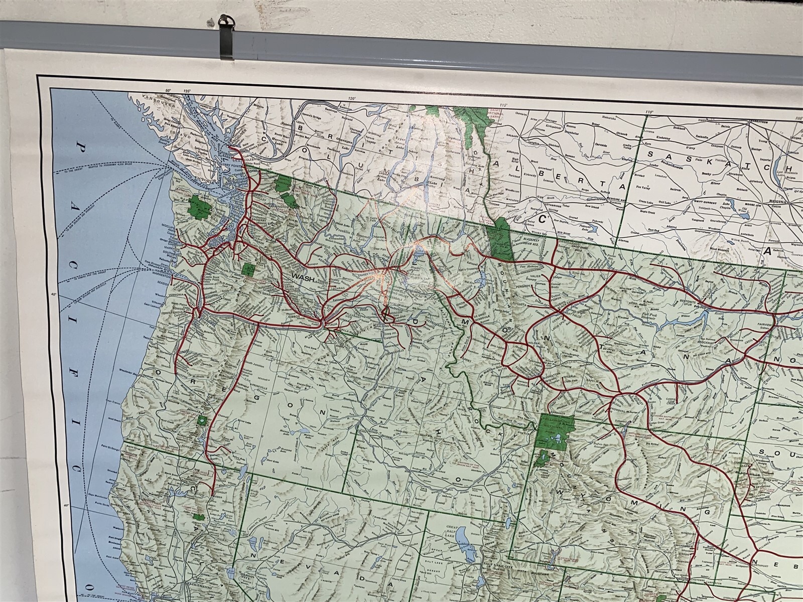 5 foot 1971 Burlington Northern Pacific Railroad Map System