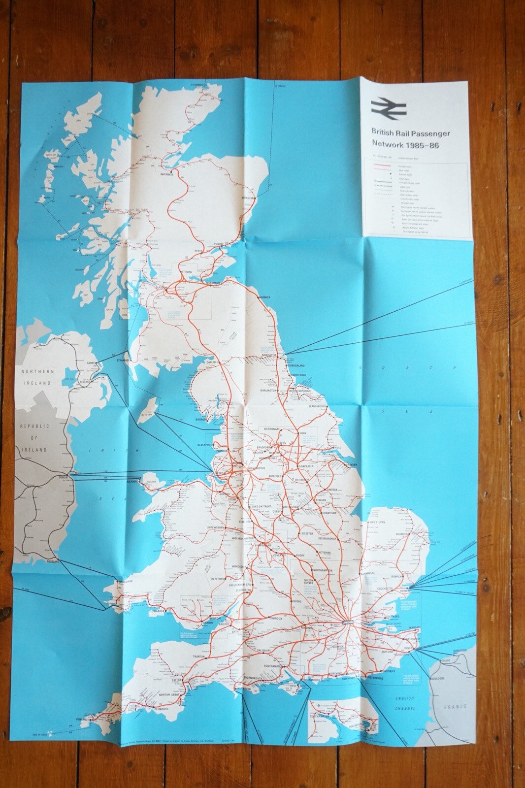 1985 1986 British Rail Passenger Network Railway Map VGC