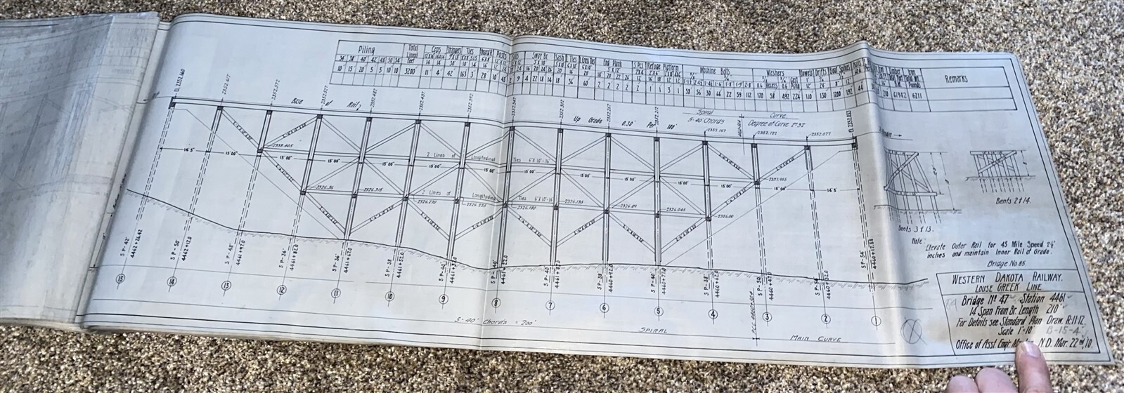 1910 Northern Pacific 48 Bridge spec sheets Western Dakota Ry Louse Creek Line