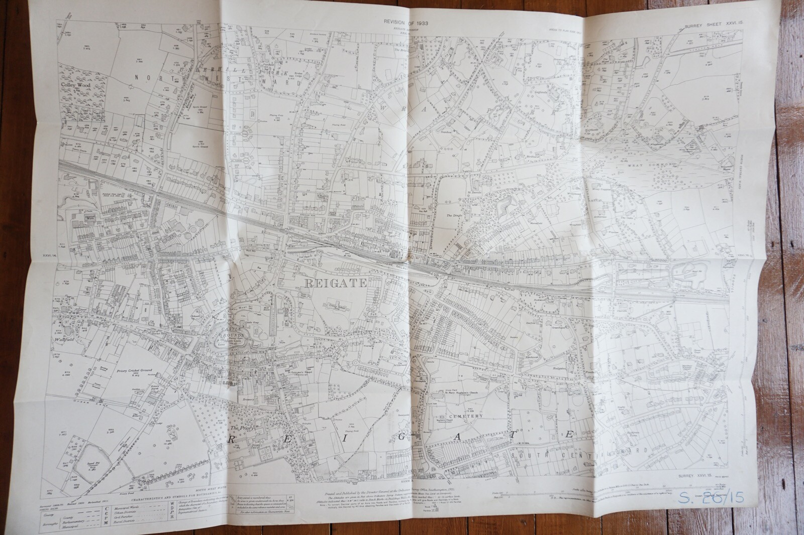 1933 Reigate Surrey Southern Railway OS Railway Map