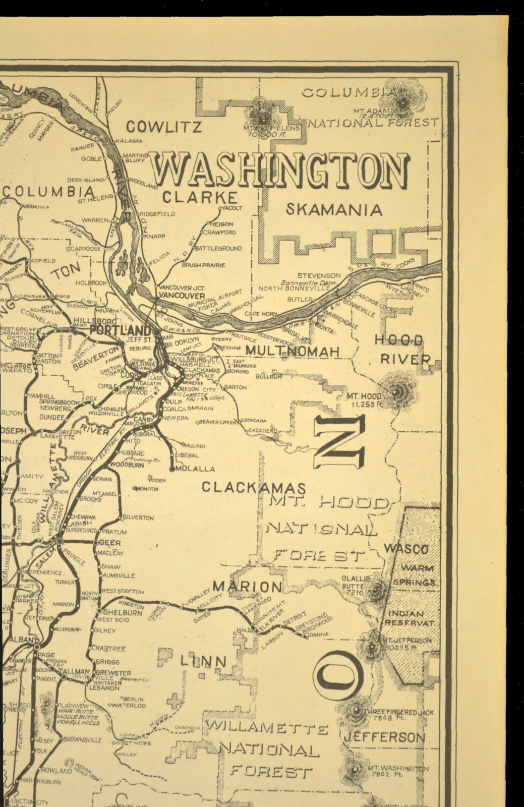 Southern Pacific Railroad Map Portland Division Red Electric Lines Shasta Route