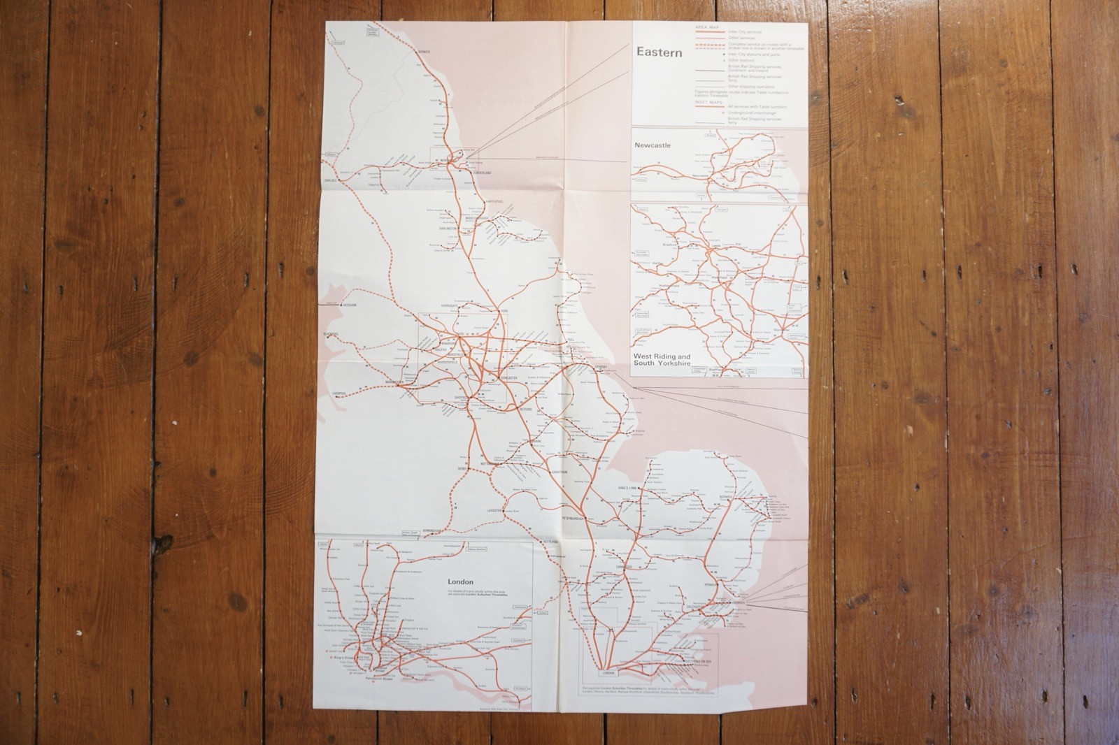 Sept 1967 British Rail Passenger Network Railway Map Eastern Region