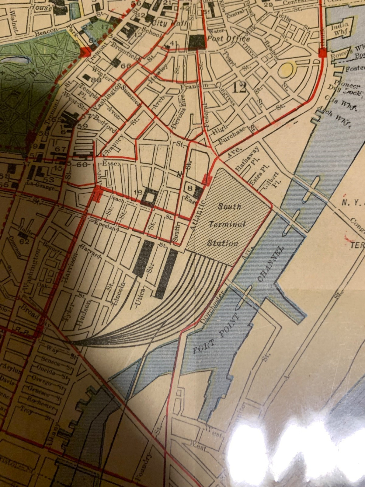 Antique Original Boston Pocket Folding Map Circa 1900