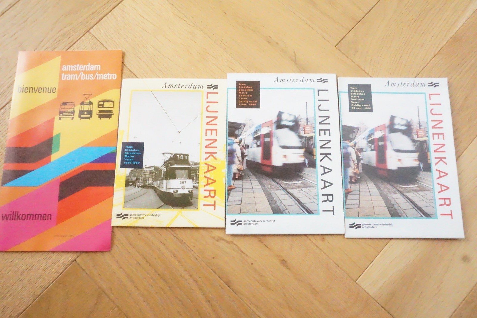 1980s 1990s Amsterdam Netherlands GVB Bus Tram Route Map x4
