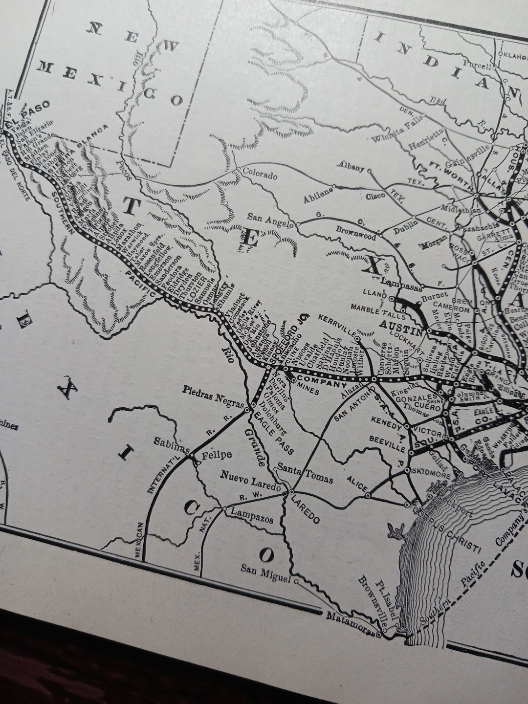 ~1904 Train Route Map SOUTHERN PACIFIC SYSTEM All Texas Louisiana Railroad Lines