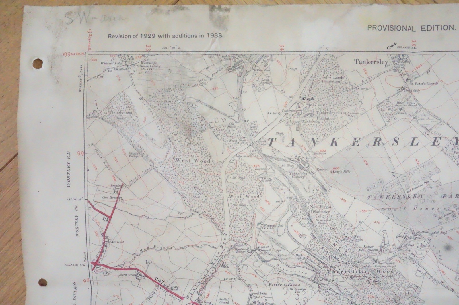1938 Tankersley Chappletown Yorkshire LMS Railway OS Linen Map Ref 59 *
