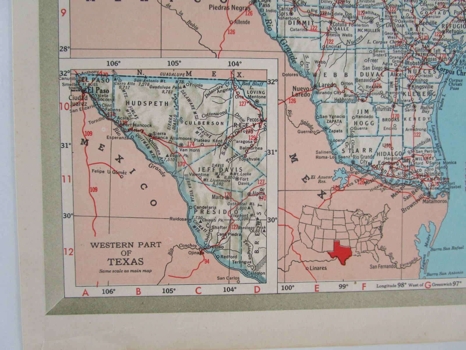 TX UT Vtg 1951 TEXAS RAILROAD Map. QUANAH ACME & PACIFIC RR ~or~ UTAH 1950s
