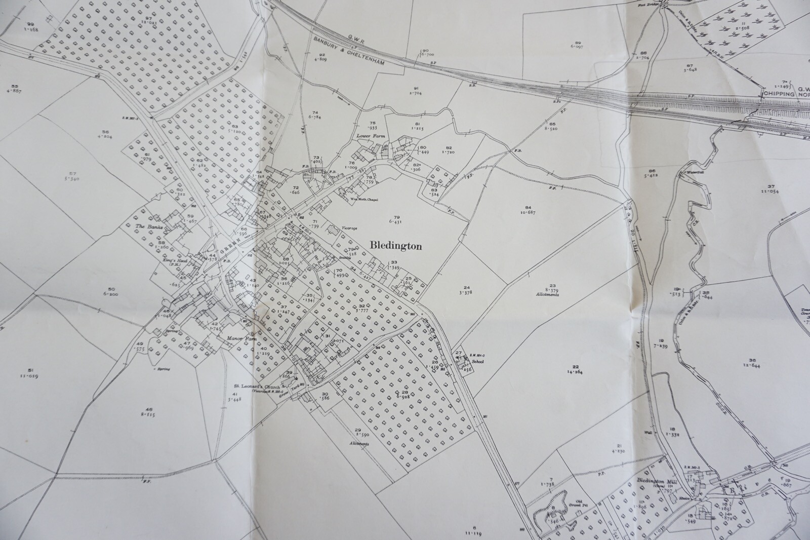 1922 Kingham GWR Chipping Norton Gloucester Railway OS Railway Map