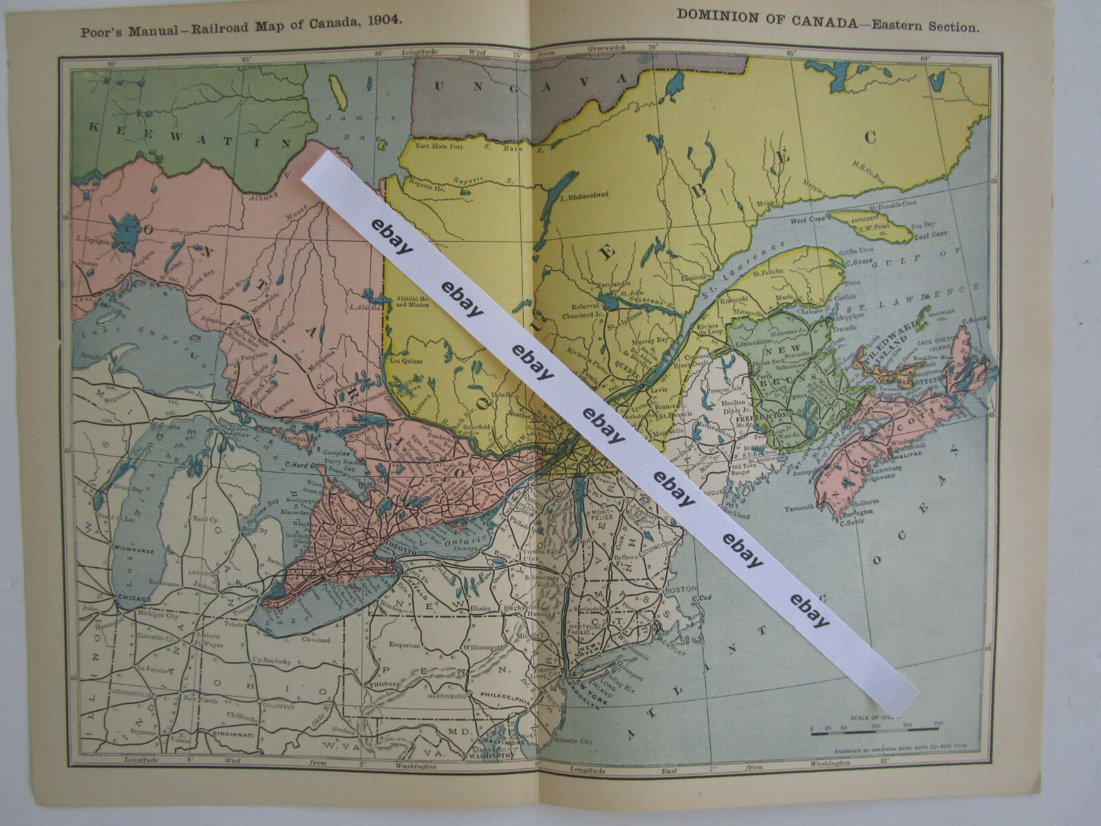 2 CANADA DATED 1904 Poor’s Manual Railroad Maps. EASTERN + WESTERN Sections