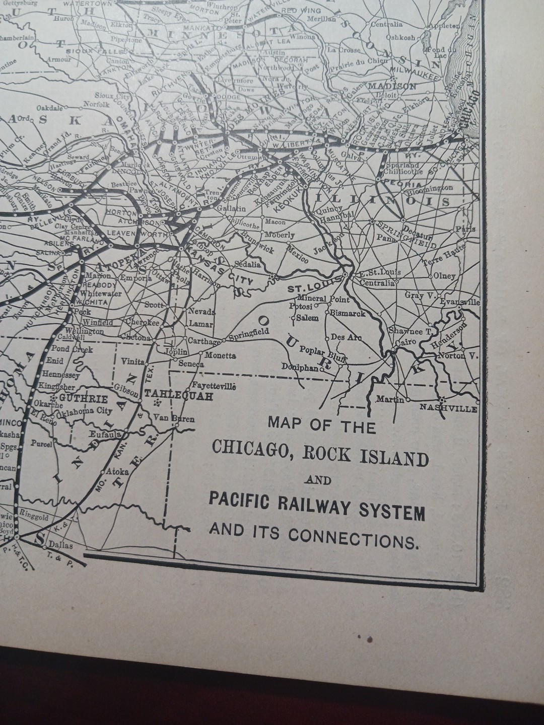 1897 Train Route Map + Report CHICAGO ROCK ISLAND & PACIFIC RAILWAY Indian Ter.