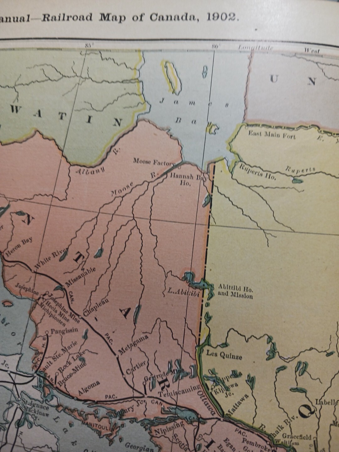 1902 Train Route Map Eastern Canada Railroad All Lines Station Towns 11×9″ Dated