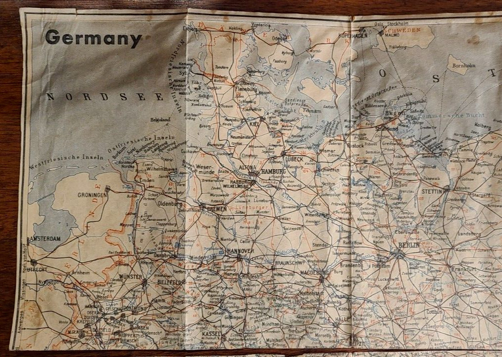 Map of German Railroad and Air Routes – interwar period 1928-38, 16 x 19″