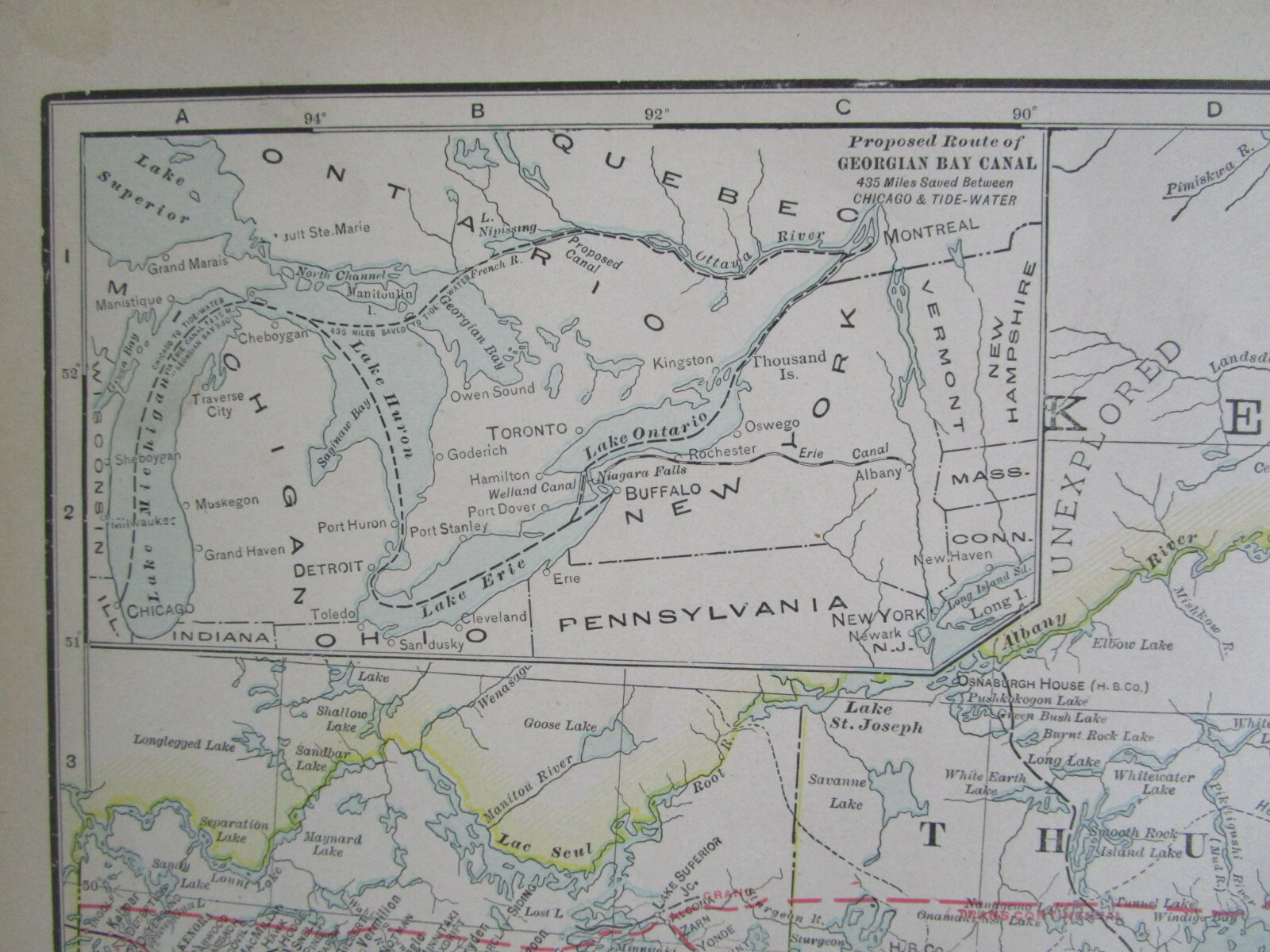 1910 UPPER ONTARIO STEAM, INTERURBAN ELECTRIC RAILROAD Map. CANADA 1900s