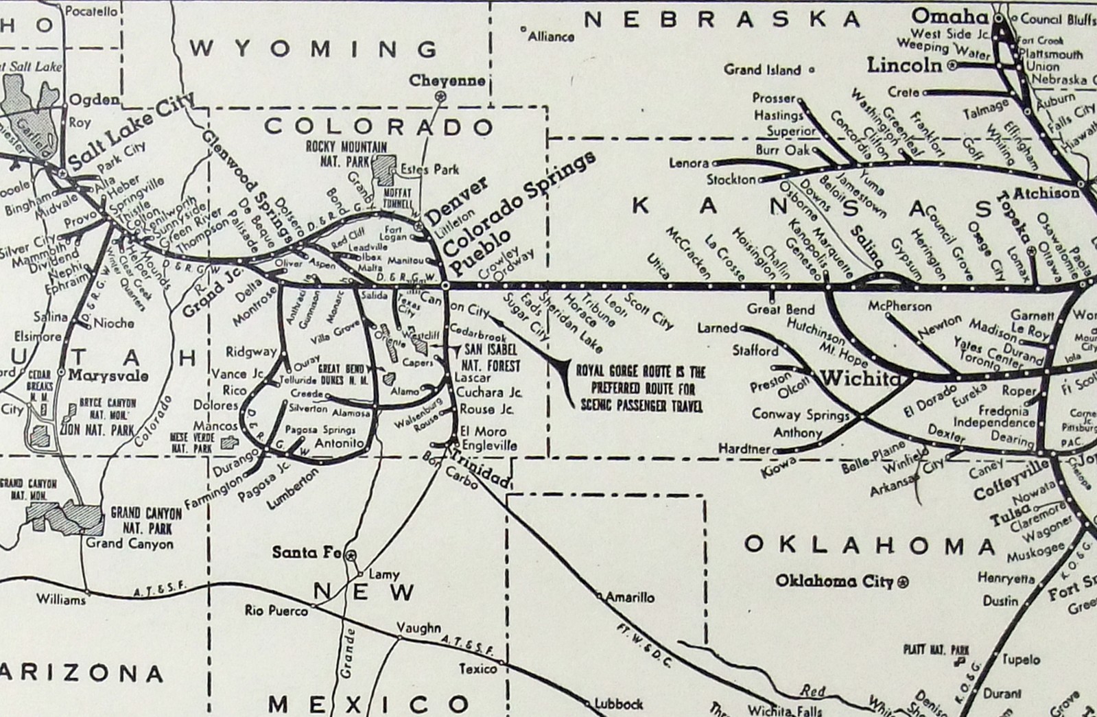 Missouri Pacific Railroad – Original 1941 System Map by JW Clement Co. Antique