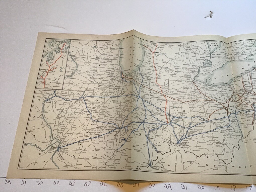vintage railroad map: 32×11″ PENNSYLVANIA SYSTEM – 1899