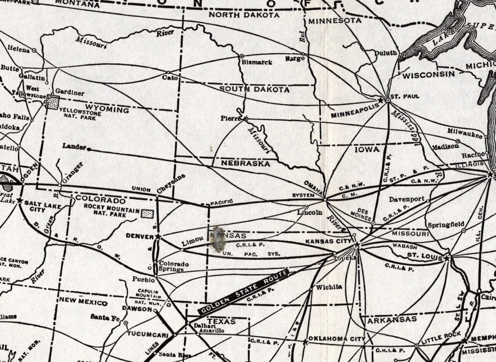 1940 Antique SOUTHERN PACIFIC Railroad Map Vintage Railway Map #1887