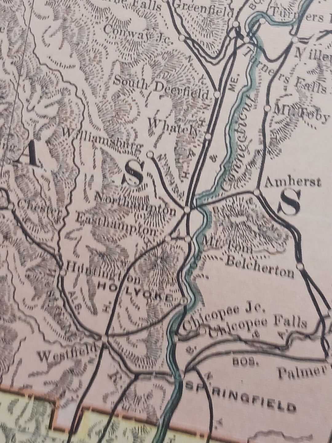 1902 Train Route Map MASSACHUSETTS Connecticut RI All Railroad Lines 11″×9″