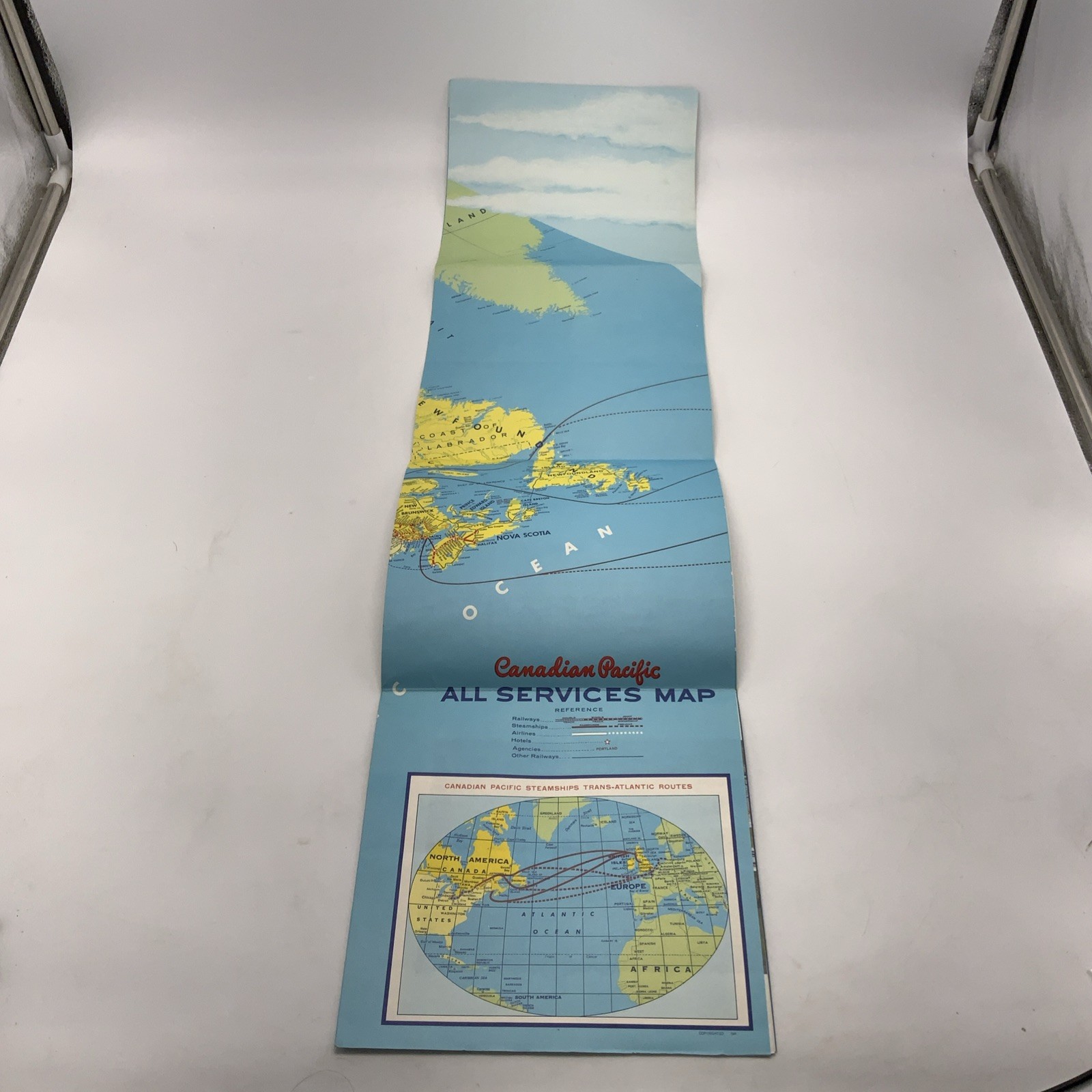 CANADIAN PACIFIC – LARGE POSTER TYPE FOLDOUT ALL SERVICES MAP – 40”x 31”