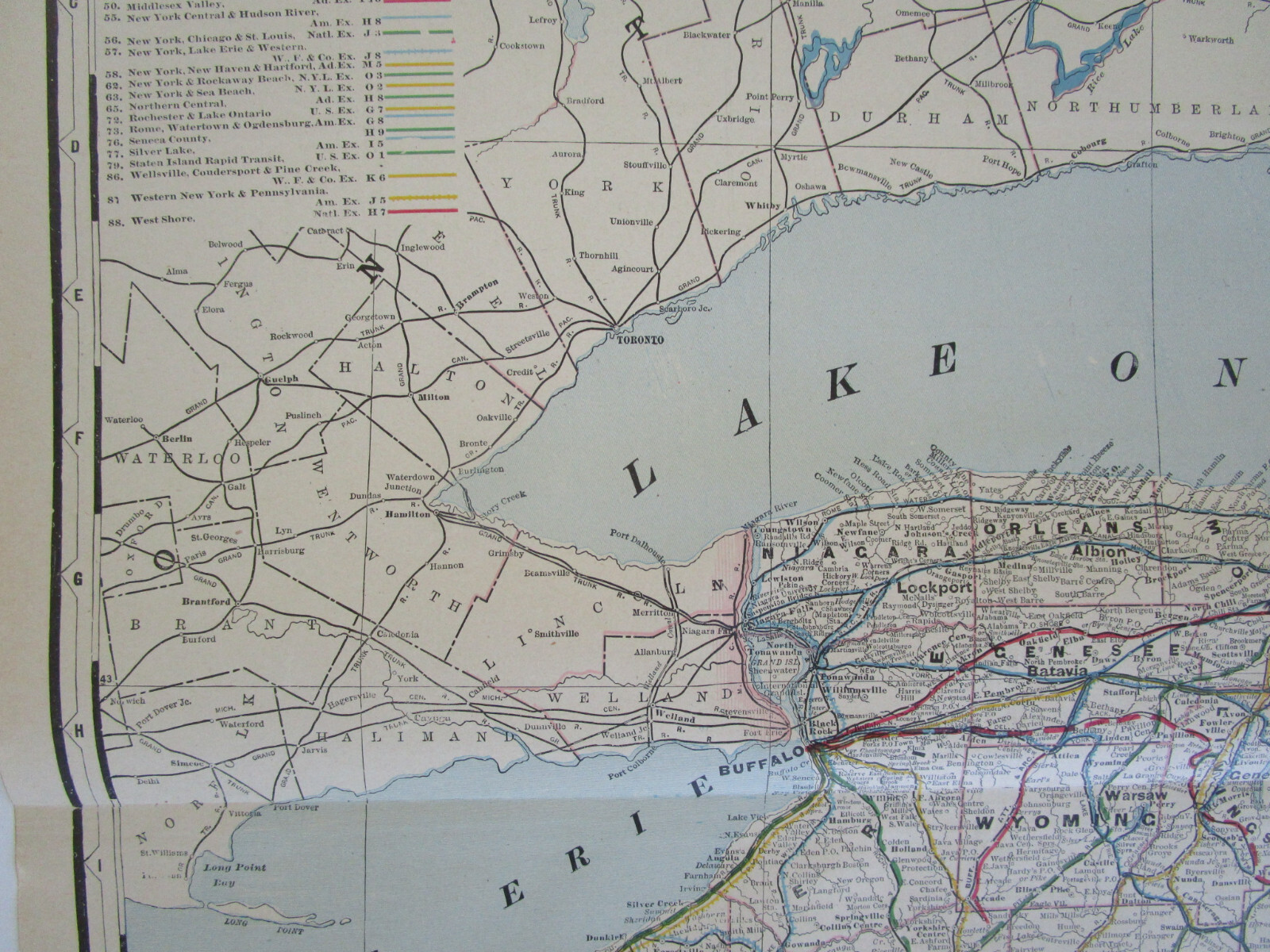 NY 1895 WESTERN NEW YORK Cram RAILROAD Map WELLSVILLE COUDERSPORT PINE CREEK RR