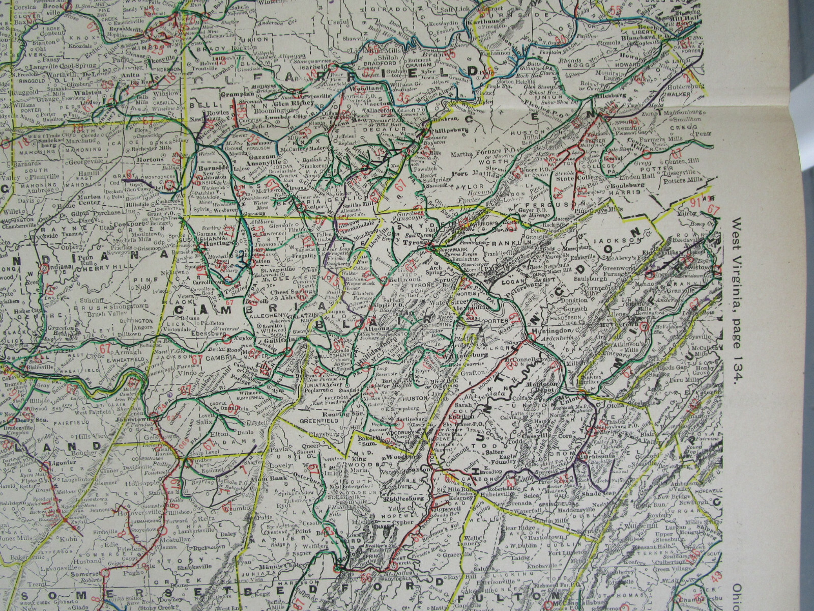 PA 1903 WESTERN PENNSYLVANIA Cram STEAM / INTERURBAN ELECTRIC RAILROAD Map