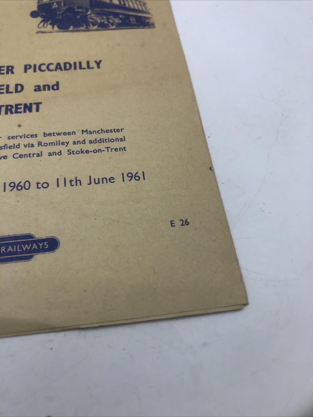 1960 British Railways Diesel Service Timetable Manchester , Picca , Macclesfield