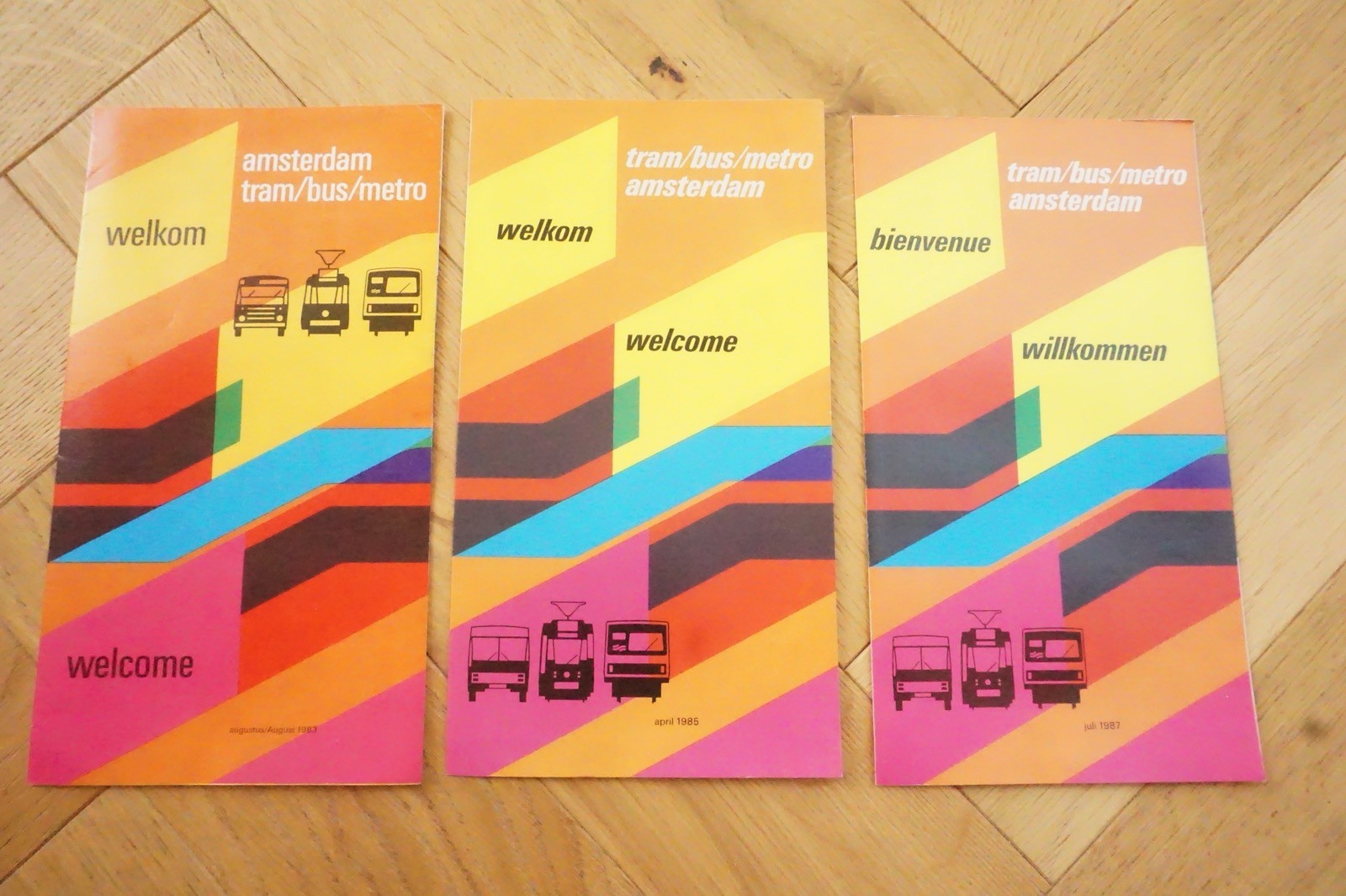 1983 1985 1987 Amsterdam Holland Railway Bus Tram Route Map x3 VGC