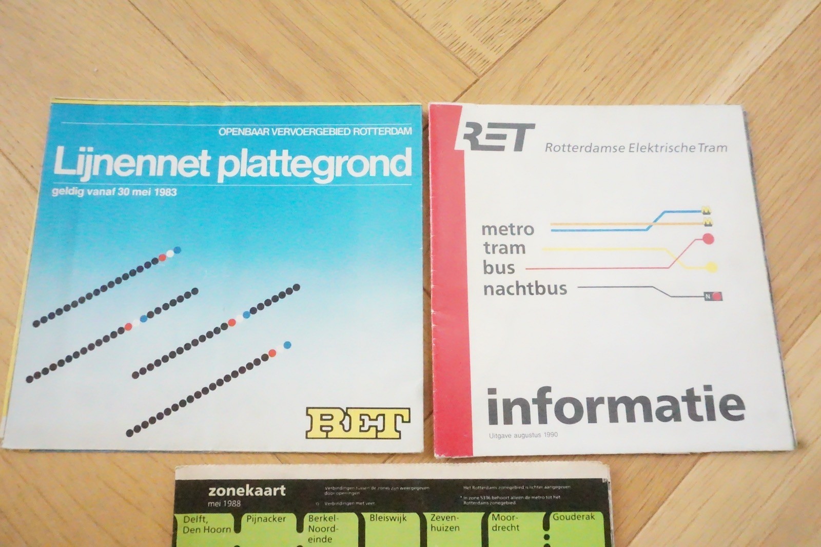 1983 1988 1990 RET Netherlands Holland Railway Bus Tram Route Map x3