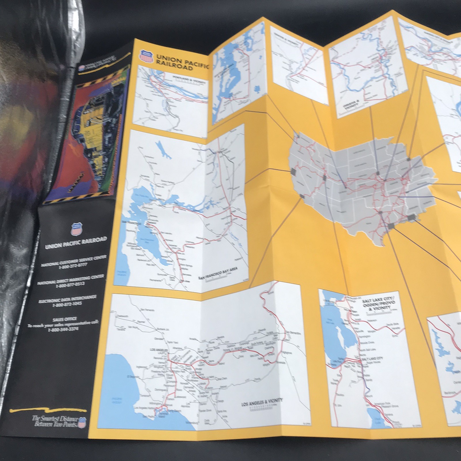 1994 Union Pacific Railroad USA Map System Route Rail Train VTG