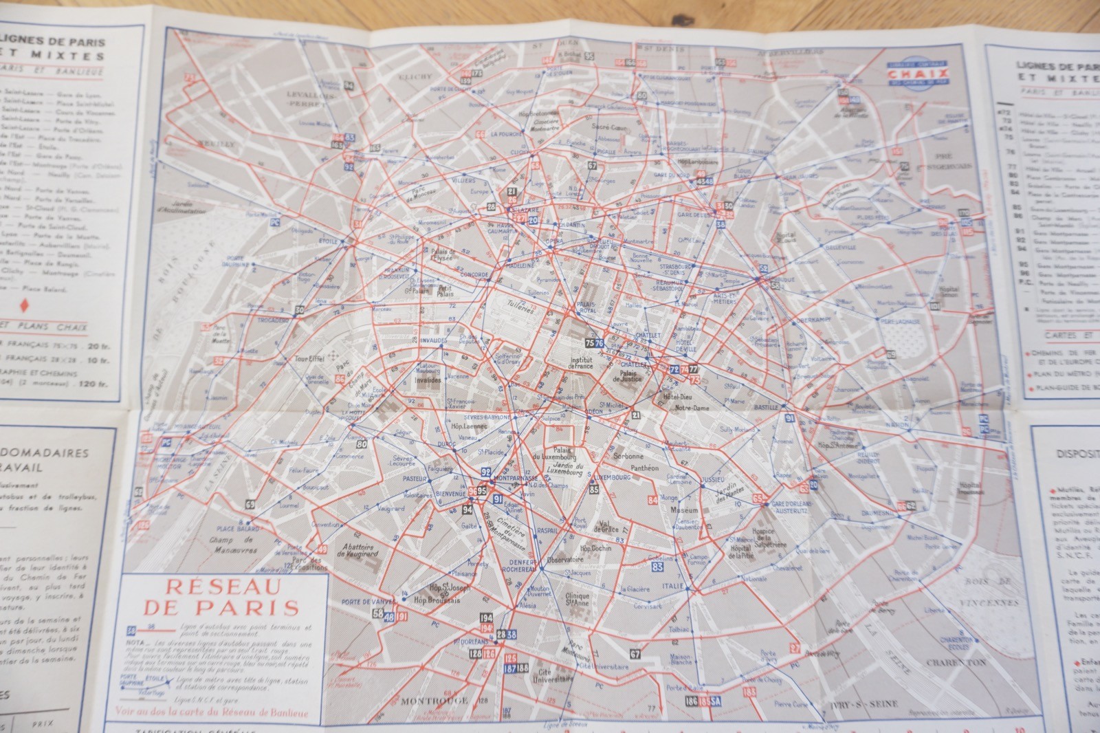 c1950s Paris Autobus Metro Map Bus Railway Map France