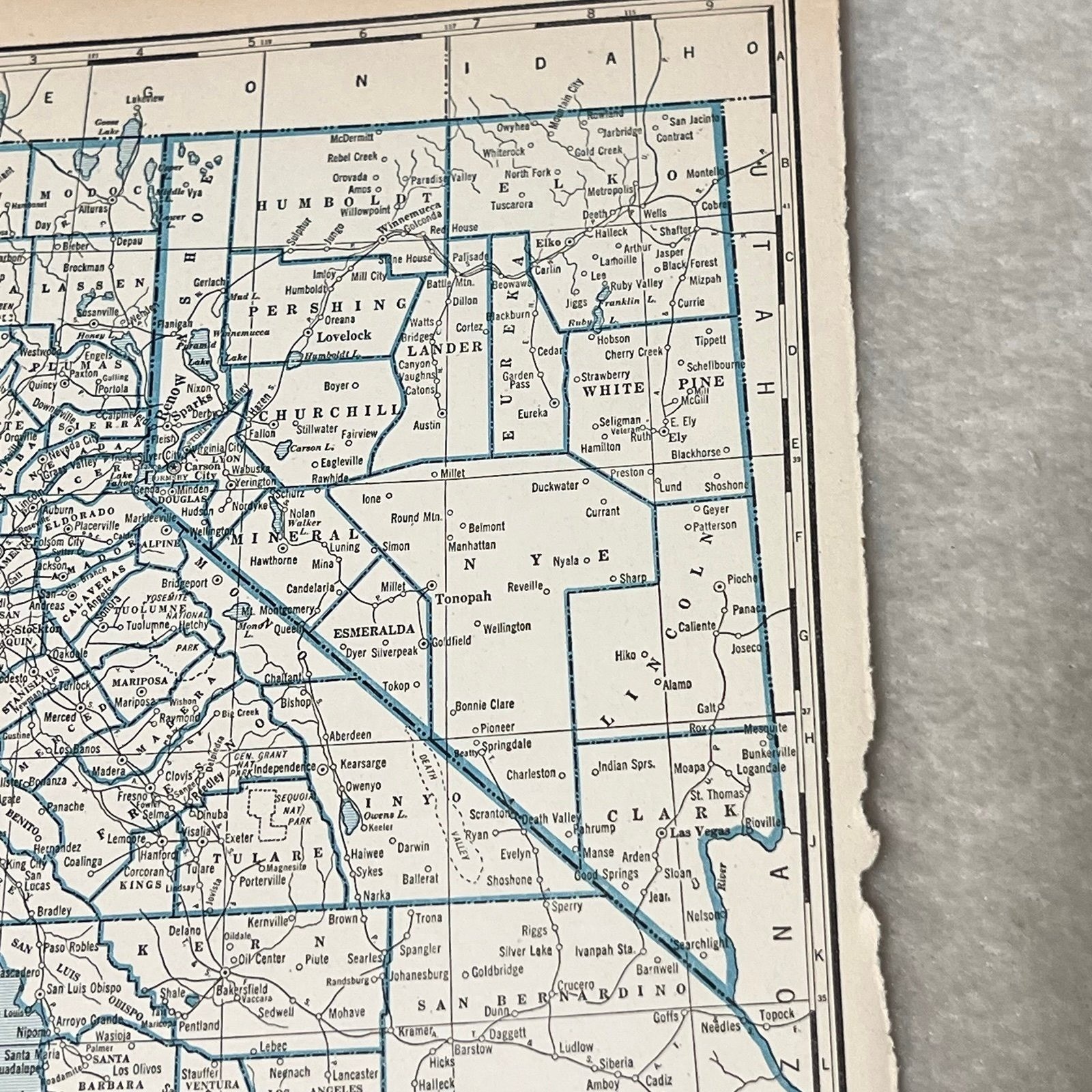 Vintage 1939 Atlas Map Bookplate California Nevada Arkansas AB