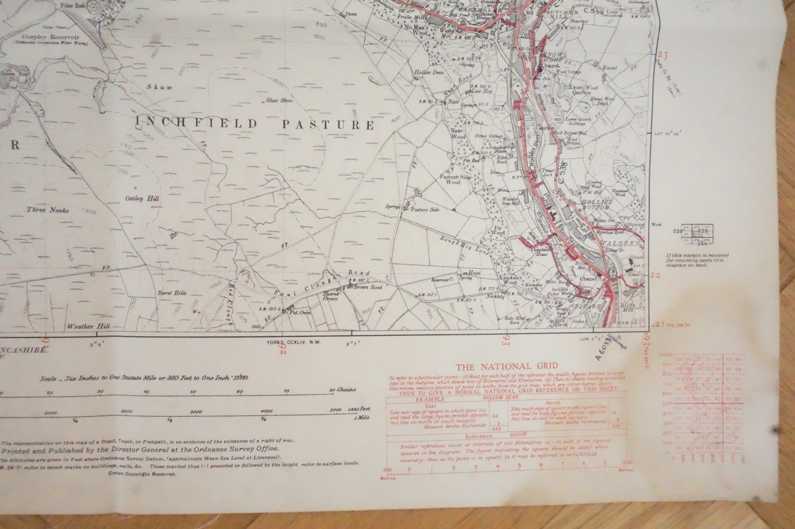 1938 Errington Eastwood Blackshaw Yorkshire LMS Railway OS Linen Map Ref 53 *